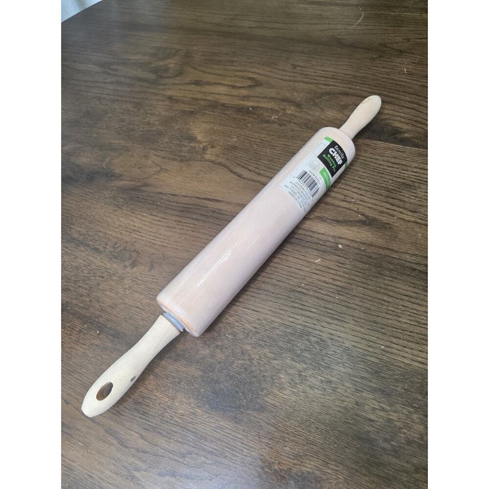 Family Chef Wooden 18 1/2" Rolling Pin Baking Cookies Pastry Dough Wood E2